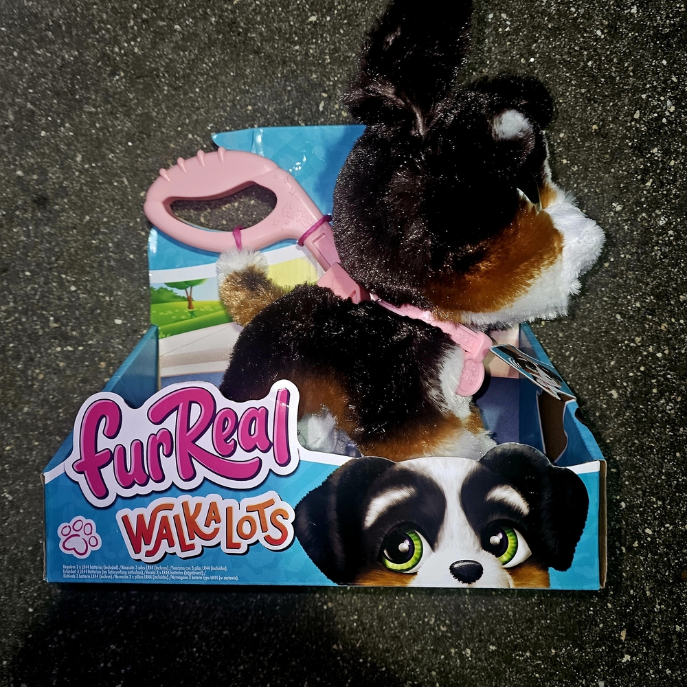 Walkalots Brown and White Pet Toy with Pink Leash